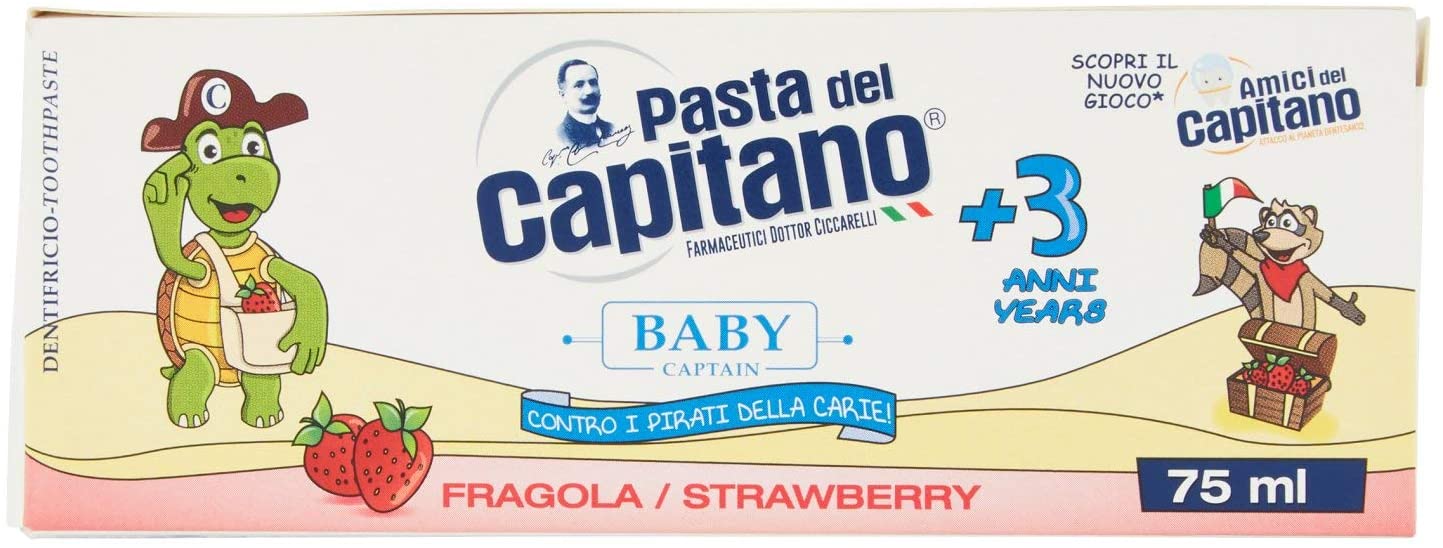 Pasta del Capitano Baby/Junior Plus 3 Years Toothpaste, Strawberry, Baby Strawberry, 75 ml (Pack of 1)