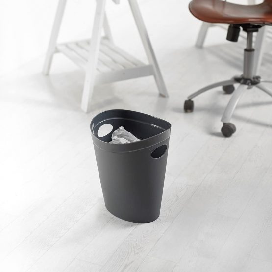 Addis 518039 Waste Paper Bathroom/Bedroom/Office Bin, Charcoal, 26 x 27 x 33 cm - Image 2