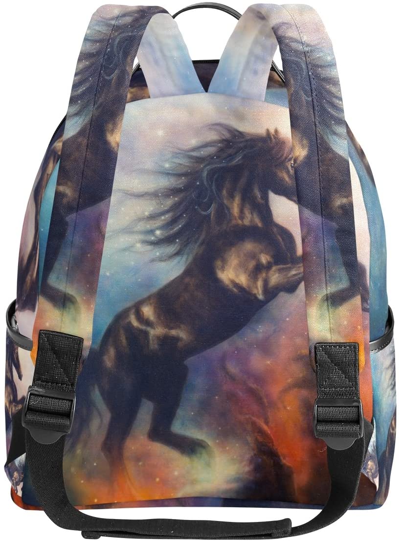 COOSUN Painting of Black Unicorn Dancing Space School Backpacks Bookbags for Boys Girls Kids - Image 3