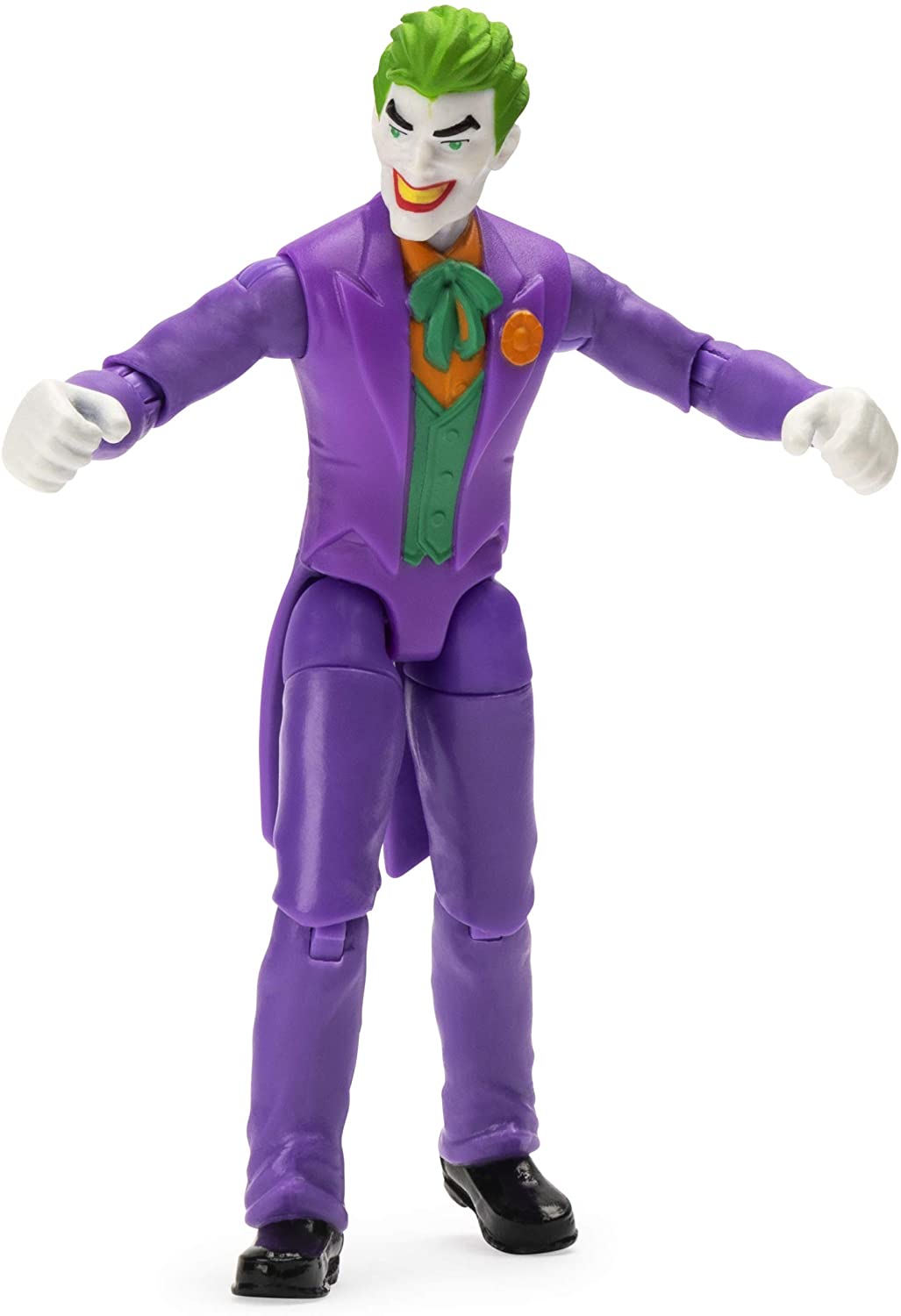 DC BATMAN, 4-Inch THE JOKER Action Figure with 3 Mystery Accessories, Mission 1, Grey
