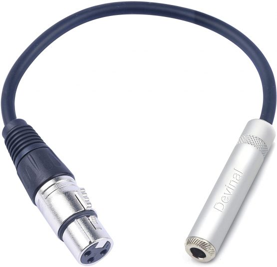 Devinal XLR Female to 1/4" Female calbe, 3 Pin Female to 6.35mm Socket Audio Cord, XLR Jack to TS/TRS Quarter inch Adapter Connector Converter Metal Construction
