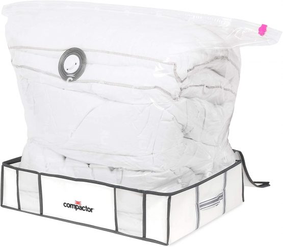 Compactor Space Saving Semi Rigid Under Bed Vacuum Storage Box, Size Large, 145 Litre, 65 x 45 x 15.5 cm, Compactor Life, White/Grey, RAN3592 - Image 2