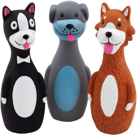 CHIWAVA 3 Pack 5.7 Inch Squeaky Latex Dog Toys Standing Stick Dog Dog Toy Puppy Fetch Interactive Play for Small Dogs