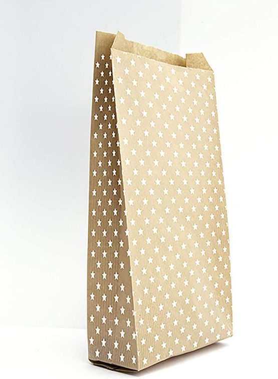Clairefontaine Kraft Pocket Bags , 15 x 32 x 6 cm - White Stars, Pack of 50