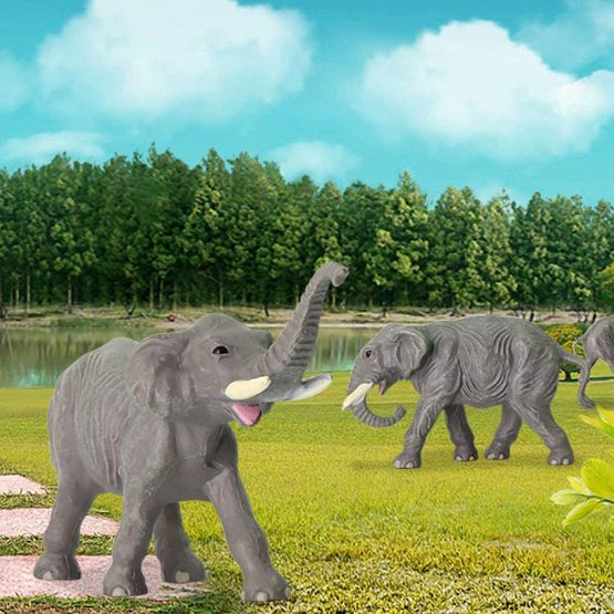 Evemodel 10pcs Model Railway 1:87 Well Painted Elephant PVC Animals HO Scale Elephants AN8708 - Image 4