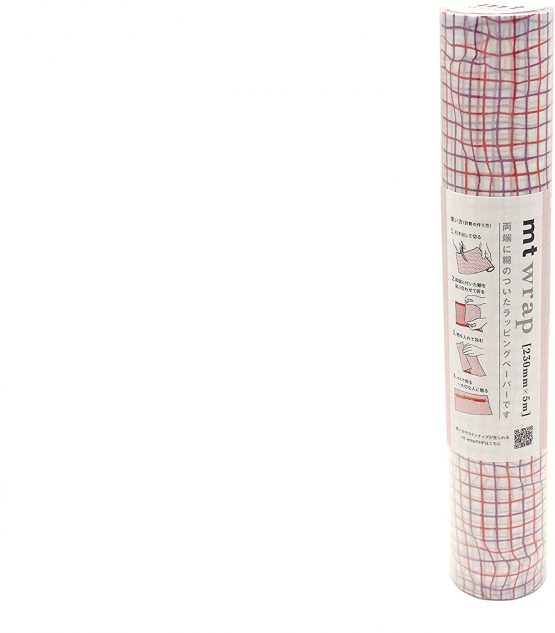 mt wrap Wrinkled Grid red Gift wrap 230mm x 5m - Image 2