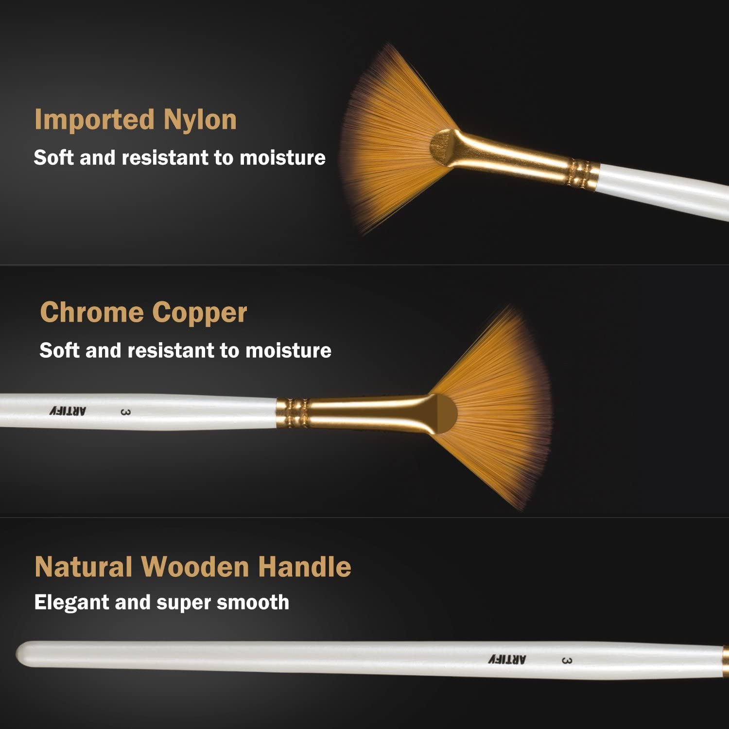 Artify 15-piece Acrylic Paint Brush Set including Stand Carrying Case, Palette tool, and 2 Sponges - Image 4