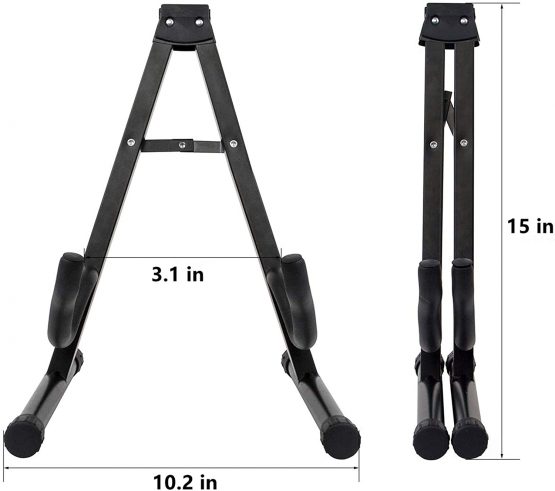 CAIHONG Guitar Stand Folding Universal A frame Stand for All Guitars Acoustic Classic Electric Bass Travel Guitar Stand - Black - Image 2