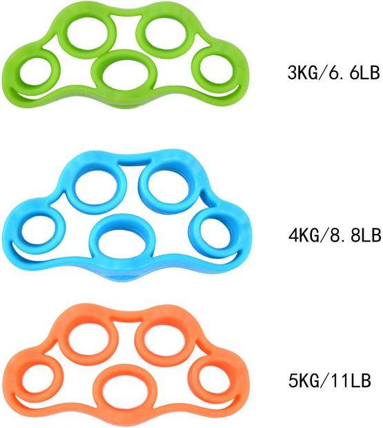 euhuton 3 Pcs Silicone Finger Stretcher Hand Resistance Bands Hand Extensor Exerciser Finger Rehabilitation Training Device，3 Sizes(3KG/6.6Ib 4KG/8.8Ib 5KG/11Ib) - Image 2