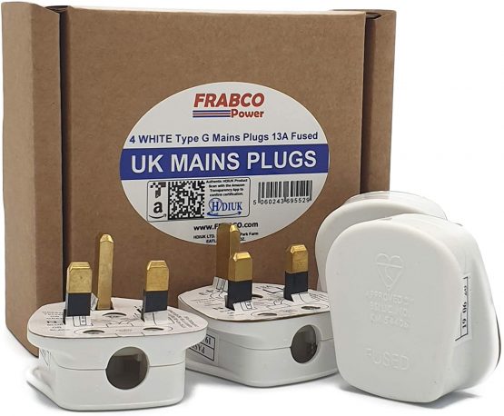 HDIUK Quality 4 Pack UK 13A Mains Plug top self Wire. (White) - Image 2