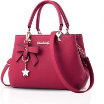 NICOLE & DORIS Women's Handbag PU Leather Shoulder Bag Travel Top Handle Bag Fashion Crossbody Bag with Bowknot Pendant