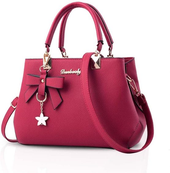 NICOLE & DORIS Women's Handbag PU Leather Shoulder Bag Travel Top Handle Bag Fashion Crossbody Bag with Bowknot Pendant