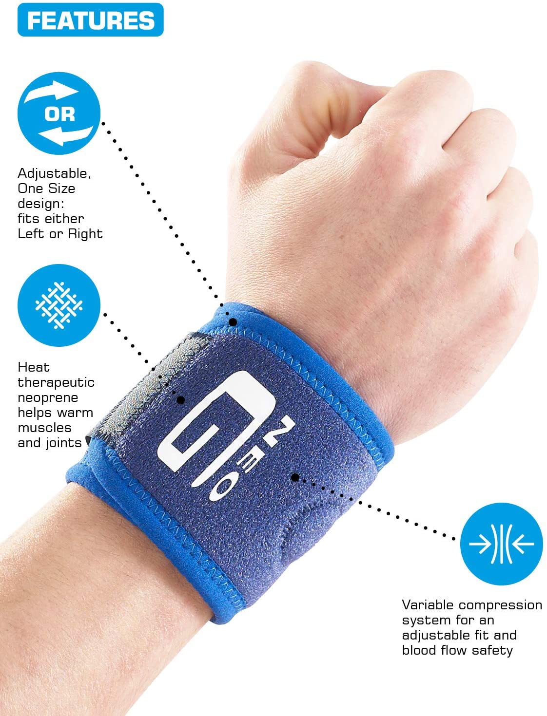 Neo-G Wrist Band, Sports, Golf, Gym, Tennis Wrist Support, Wrist Bandage for Joint Pain Arthritis, Sprains, Strains - Image 2