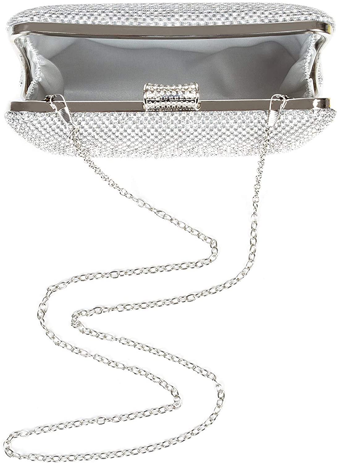 Evening Bags Wedding Party Handbags Sparkly Crystal Diamante Clutches Purses for Women, Silver - Image 3