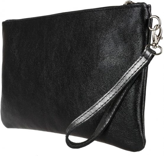Girly Handbags Genuine Italian Snake Skin Metallic Leather Clutch Bag - Image 2
