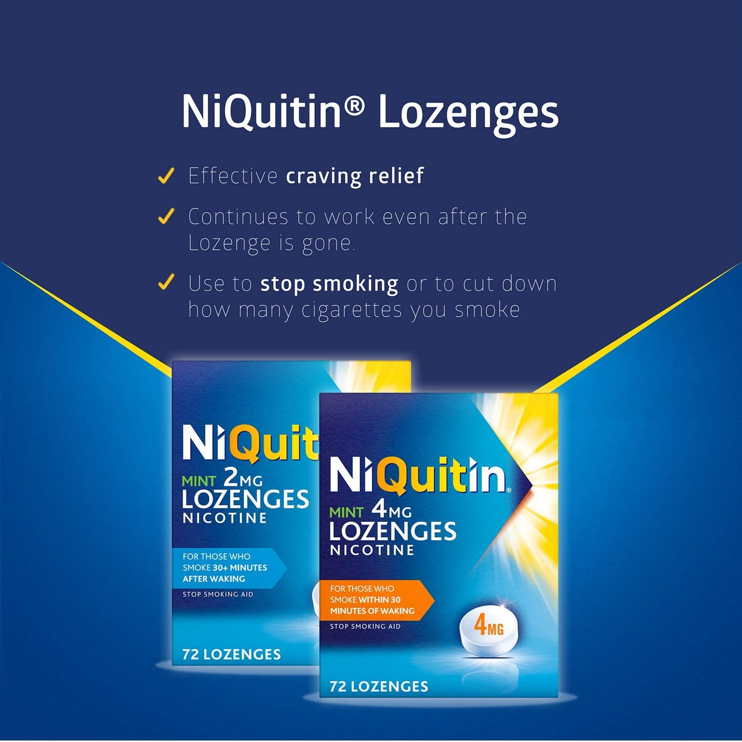NiQuitin 4mg Nicotine Lozenges, Mint Flavour (72 Mint Nicotine Lozenges), Fast, Effective Craving Relief - Image 2