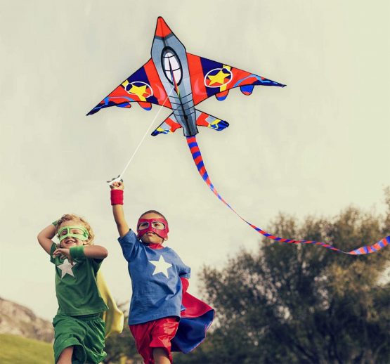 HONBO HUGE Fighter Plane Kite for Kids and Adults- 58" Wide with long tail- Easy Flyer - Kit Line and Swivel Included- Good for beach kite for children - Image 3