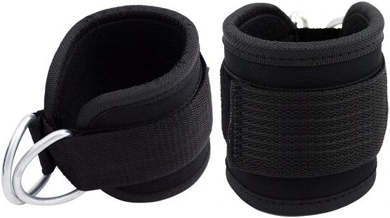 Grofitness Double D-ring Ankle Cuff Straps Adjustable Leg Weight Wrist Belt for Cable Machine Attachment, 1Pair - Image 2