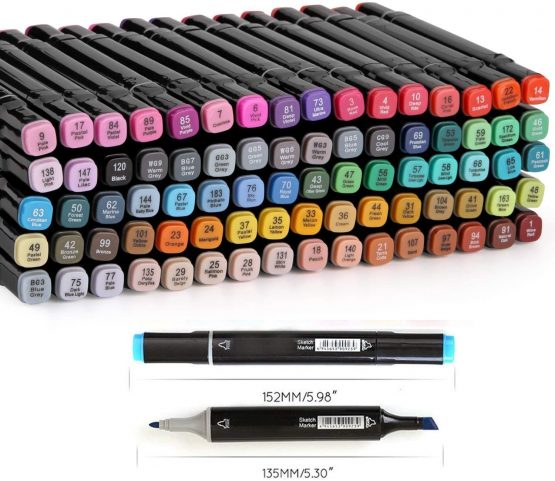 80 Colours Graphic Marker Pen,Artist Necessary Permanent Art Markers Twin Marker Pen Animation Design for Drawing Coloring Highlighting and Underlining - Image 3