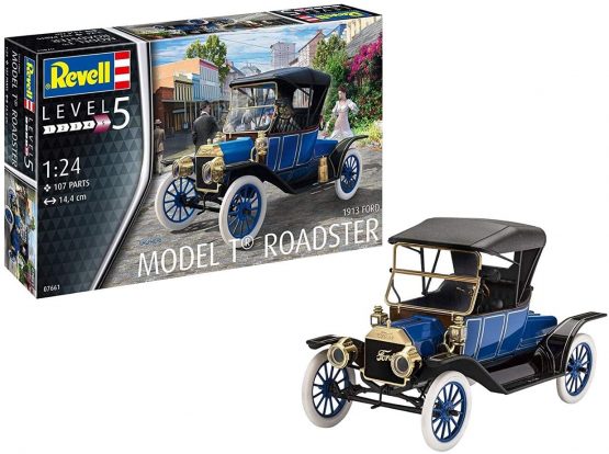 Revell RV07661 07661 7661 1:24 Ford T Roadster (1913) Plastic Model Kit, Various, 1/24