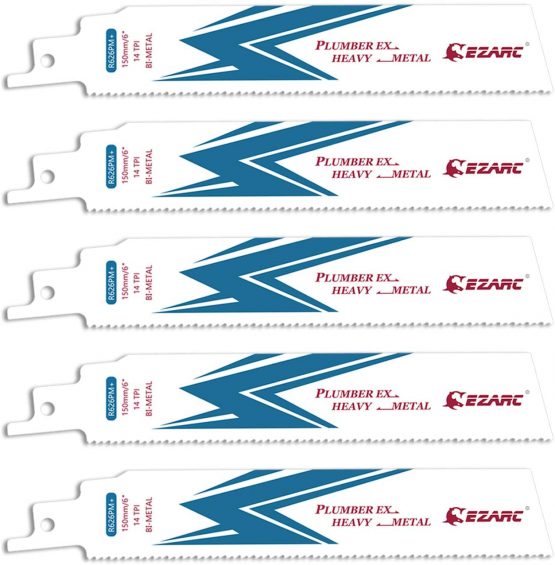EZARC Reciprocating Saw Blade Bi-Metal Cobalt Sabre Saw Blades for Heavy Metal Cutting 150mm 14TPI R626PM+ (5-Pack)