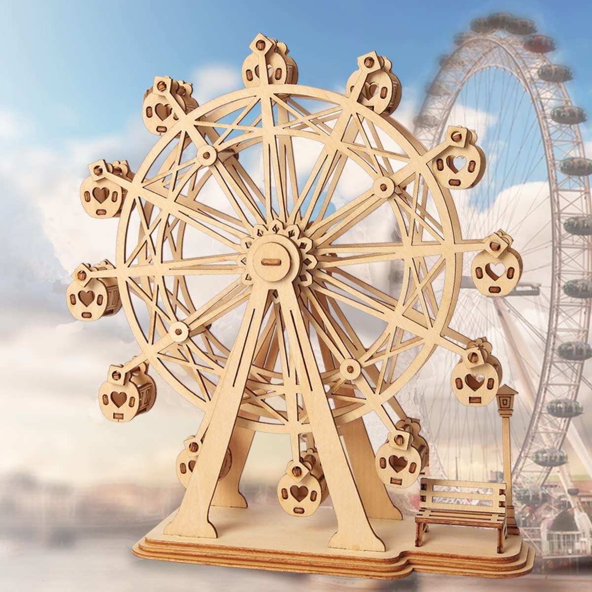 Rolife Woodcraft Construction Kit Modular Mechanical Model 3D Wooden Puzzle for Self-Assembly Toy Gift For Adult(Ferris Wheel) - Image 2