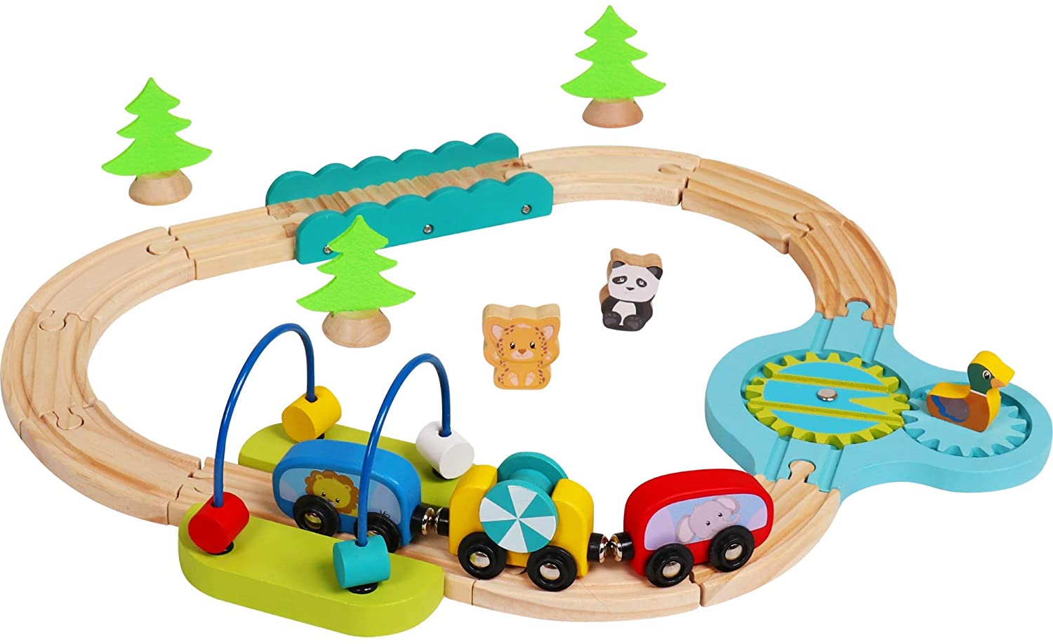 Vesta Baby My First Railway Train Set – 24 Piece Beginner Wooden Rail ...
