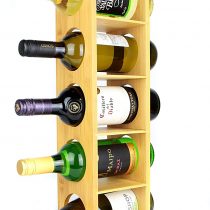 Bamboo Wine Rack | Wall Mounted 5 Bottle Holder Stand | Wooden Pre-Assembled Wine Shelf Cabinet | Stackable Modular Design | M&W