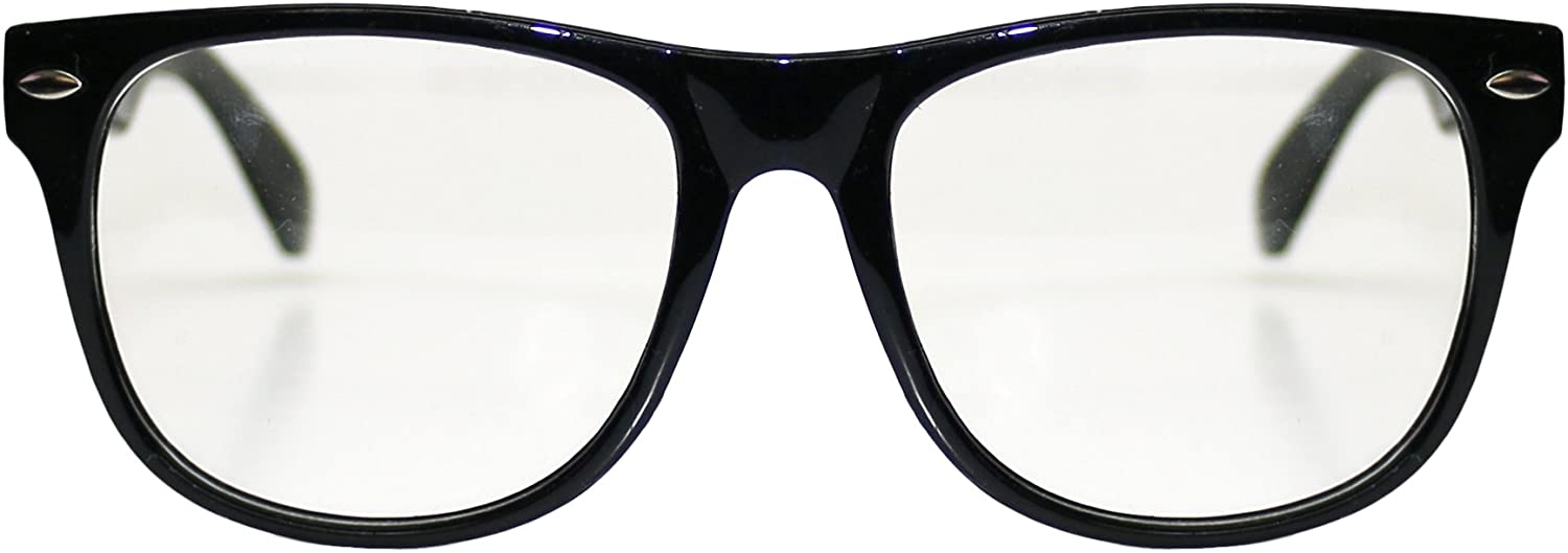 Robelli Adults/Kids Fancy Dress Glasses (WORLD BOOK DAY) (Clear Thick Black Frame), Wayfarer