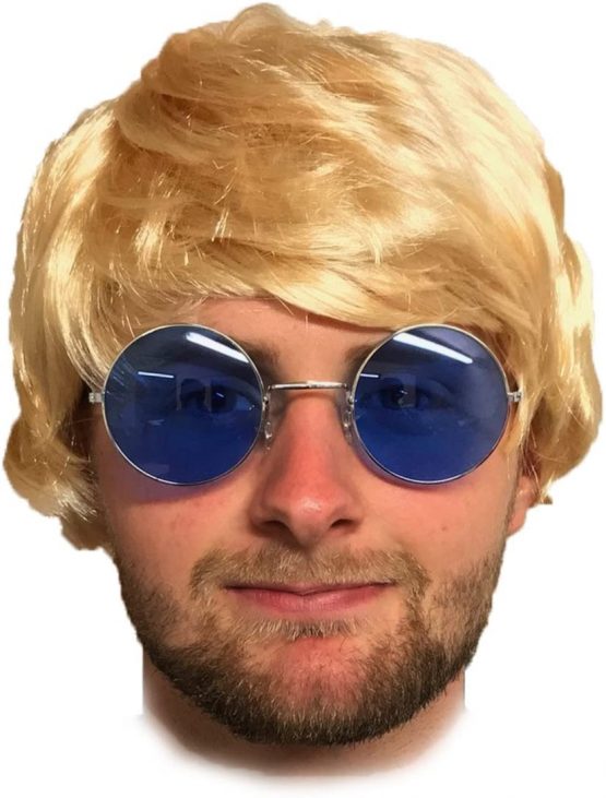 MENS ADULT BOYBAND WIG FANCY DRESS SHORT WIGS POP PARTY COSTUME 60S 70S 80S (Blonde)