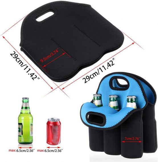 BTSKY 6 Bottles Insulated Neoprene Carrier Tote Carry Case Bag for Beer Baby Bottle Cans Drinks - Image 3