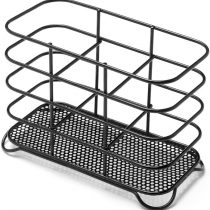 Deluxe Steel 3 Compartment Wire Cutlery Stand/Holder & Drainer High Gloss[Black]