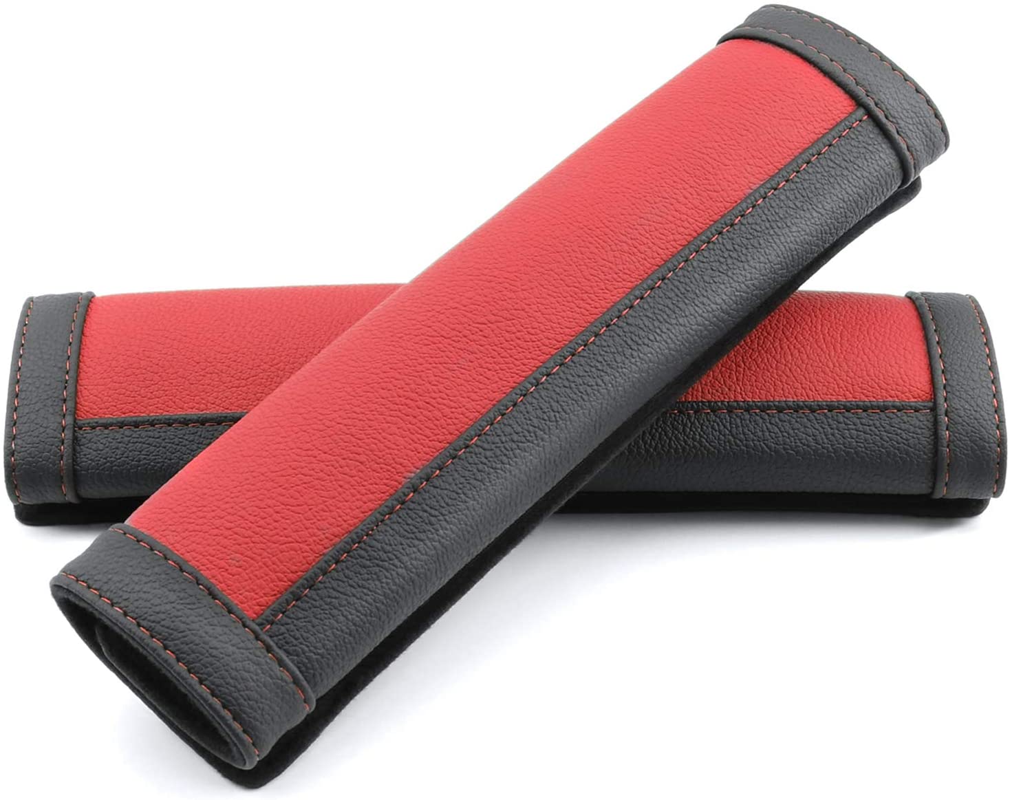 COFIT Car Seat Belt Pads, Comfort Seatbelt Cover, Durable Microfiber Leather Shoulder Neck Strap Protector, Red and Black, 2 Pack