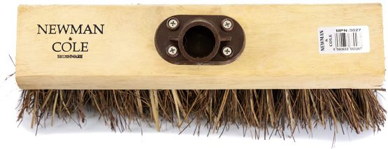 Newman and Cole 13" Wooden Broom Head with Stiff Bassine and Cane Mix Natural Hard Bristle - Replacement Wooden Broom Head Outdoor Garden Yard Brush Sweeping Brush Fitted Fixing Bracket Connector - Image 4