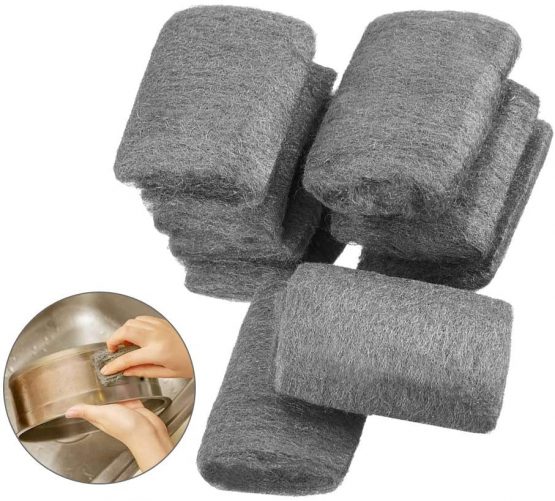 Gobesty Steel Wool, 9 PCS Wire Wool Cleaning Polishing Pads Steel Wool Fine Grade Metal Stainless Wool for Kitchen Kitchenware