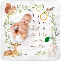Baby Monthly Milestone Blanket Woodland - Baby Girl Gifts & Baby Boy Gifts - Watch Me Grow Woodland Nursery Décor - European Design - Gender Neutral Baby Shower Gifts for Newborn Girl & Boy