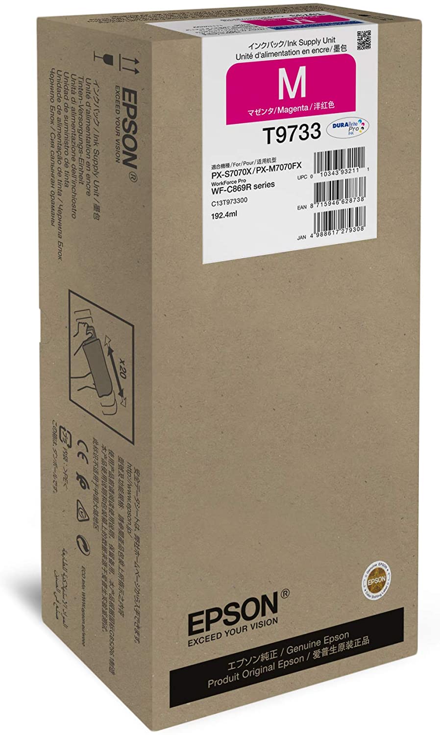 Epson C13T973300 suitable for WFC869R ink magenta XL 192 ml 22,000 pages, einheitsgröße