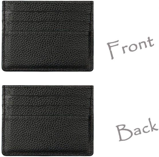 Hibate RFID Blocking Genuine Leather Unisex Slim Credit Card Case Holder Debit Wallet Sleeve - Black - Image 4