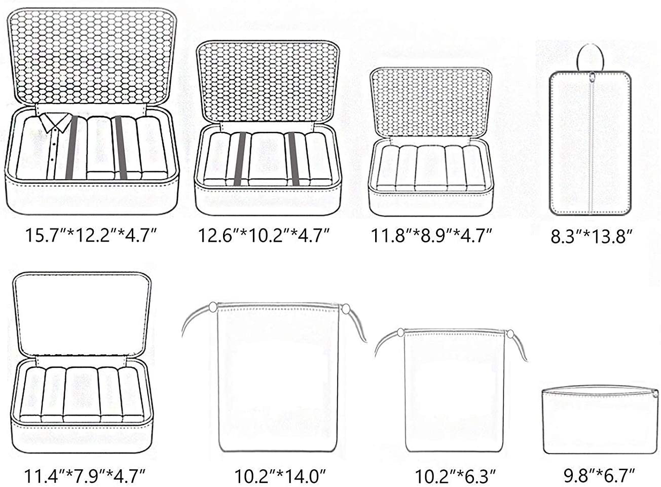 Meowoo Packing Cubes for Suitcases 8Pcs Set, Waterproof Travel Luggage Organizer with Shoes & Toiletries Bags - Image 2