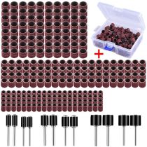 AUSTOR 252 Pieces Sanding Drum Kit with Free Box Including 240 Pieces Drum Sander Nail Sanding Band Sleeves and 12 Pieces Drum Mandrels for Dremel Rotary Tool.