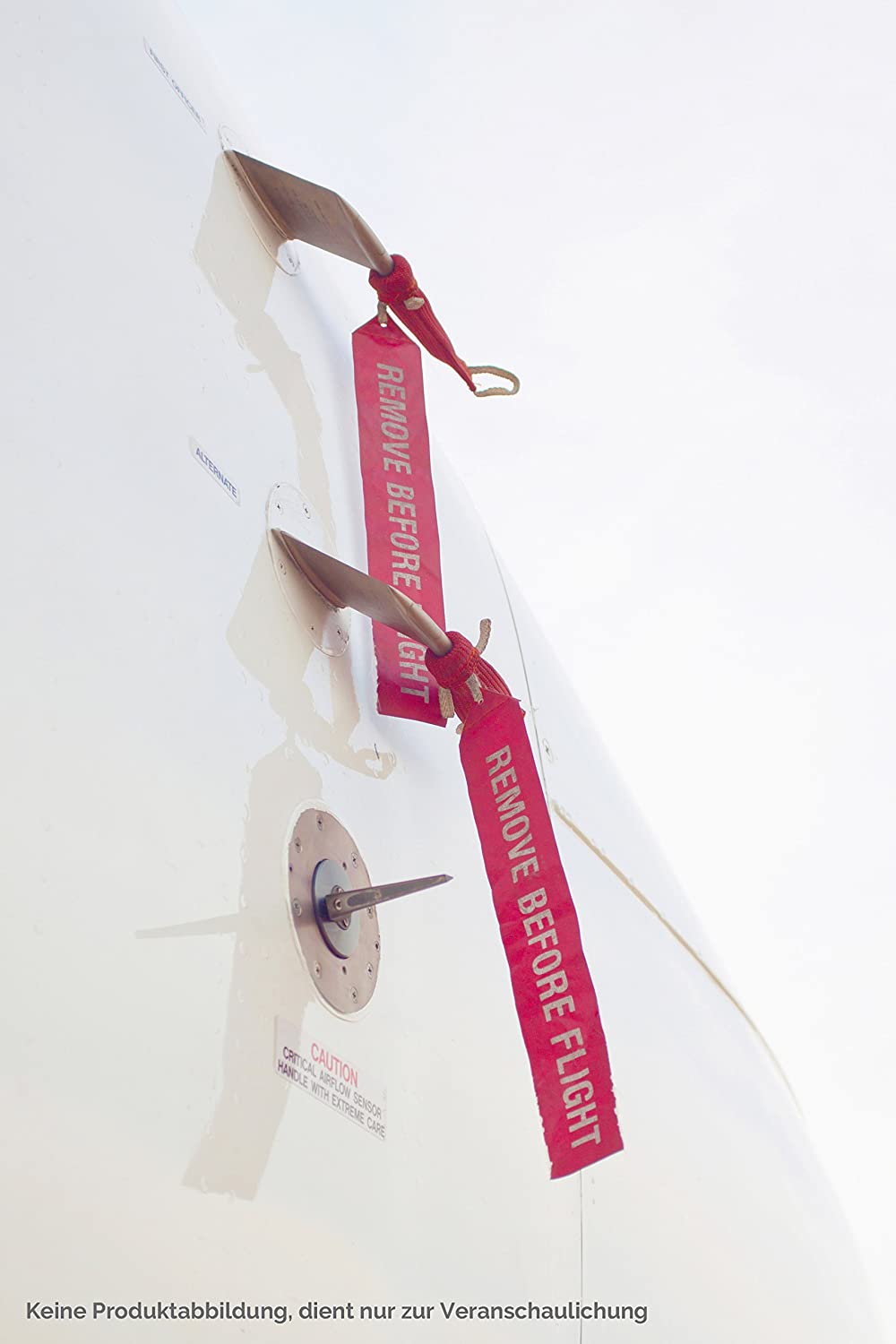 REMOVE BEFORE FLIGHT Keyring Keychain 5X, Red/ 5 Pieces - Image 2