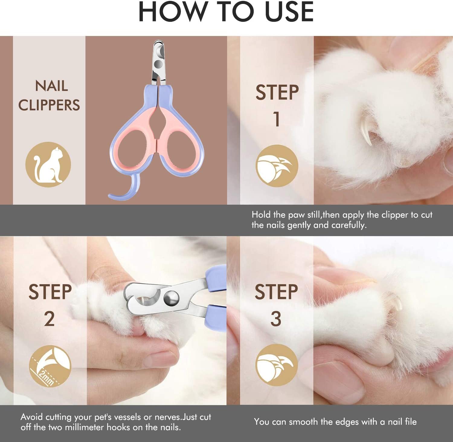 EooCoo Professional Pet Nail Clippers for Cats, Dogs, Puppies, Kittens