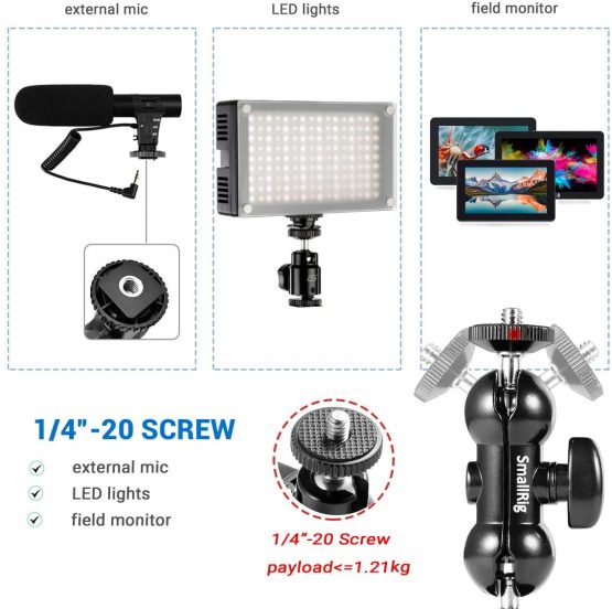 SMALLRIG Camera Cool Ballhead Super Clamp Mount with Mini Magic Arm - 1138 - Image 4