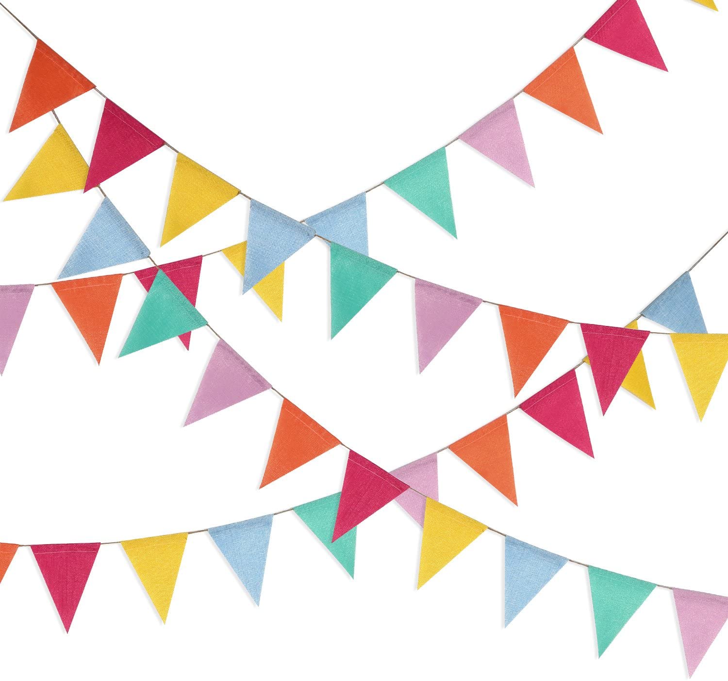 Hestya Multicolor Pennant Banner 42 Pieces Triangle Flag Bunting for Party Hanging Decoration, Yellow,orange,blue,green,red,purple