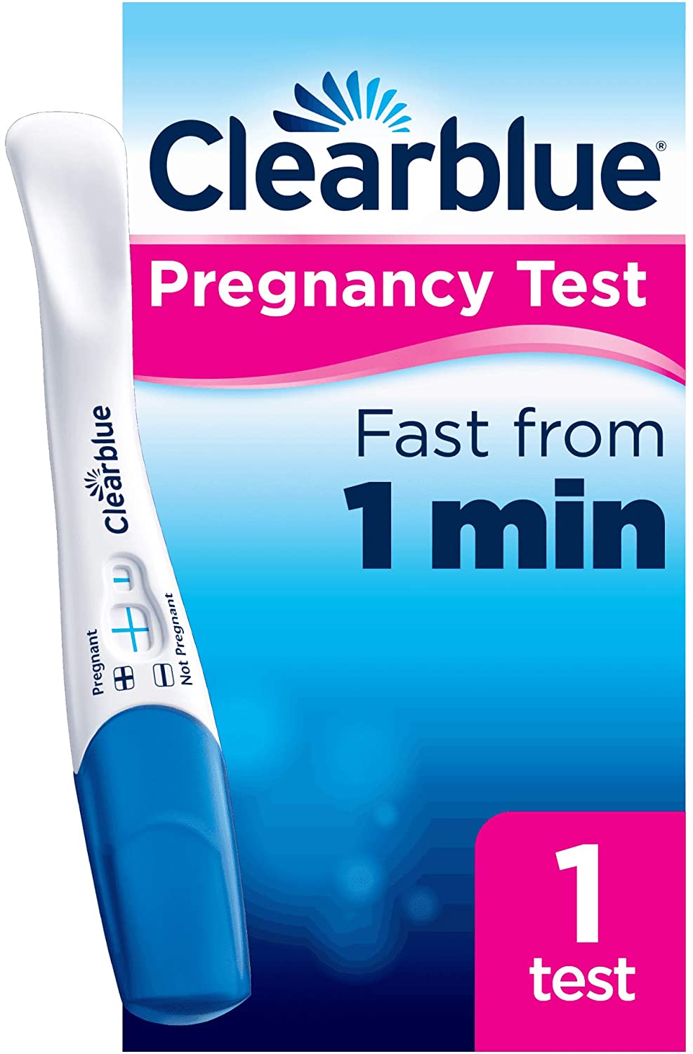 Clearblue Pregnancy Test, Rapid Detection, Result As Fast As 1 Minute, 1 Test, Easy at Home Testing, Packaging May Vary
