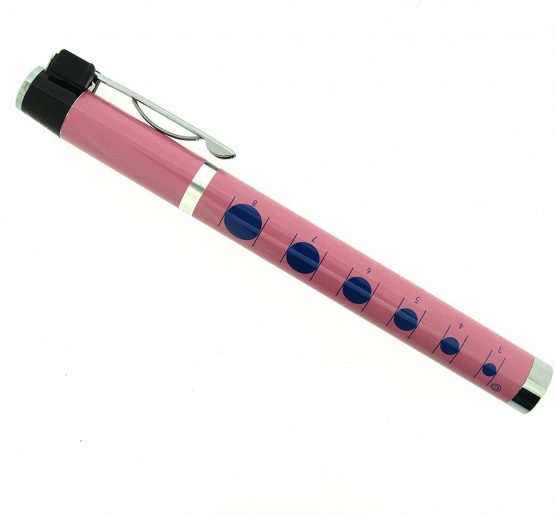 Pink Medical Penlight with Pupil Gauge and Ruler for Nurse, Midwife and