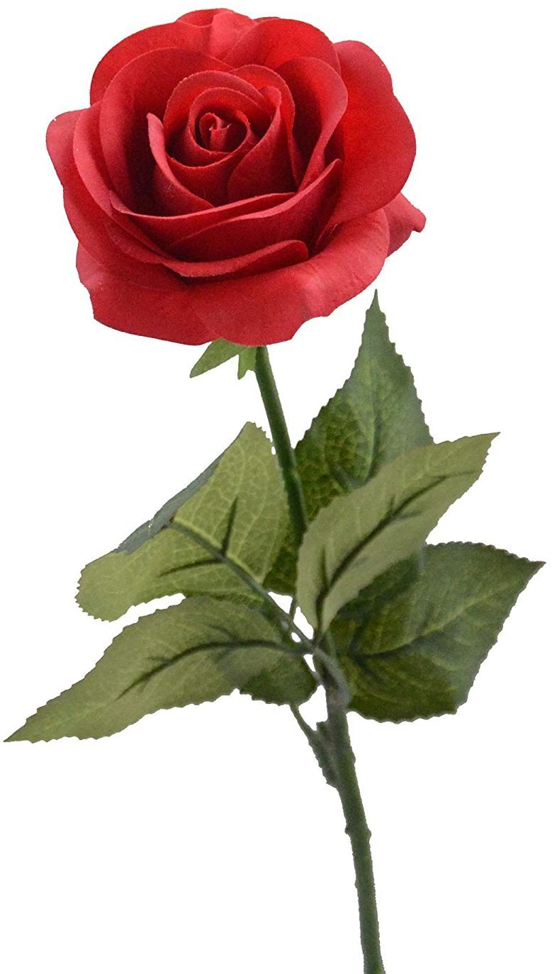 LCCL Silk Rose 17" Artificial Flowers As Natural - 1,Red, Rose Red
