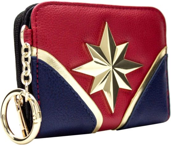 Captain Marvel Carol Danvers Suit Style Coin and Card Clutch Purse Red