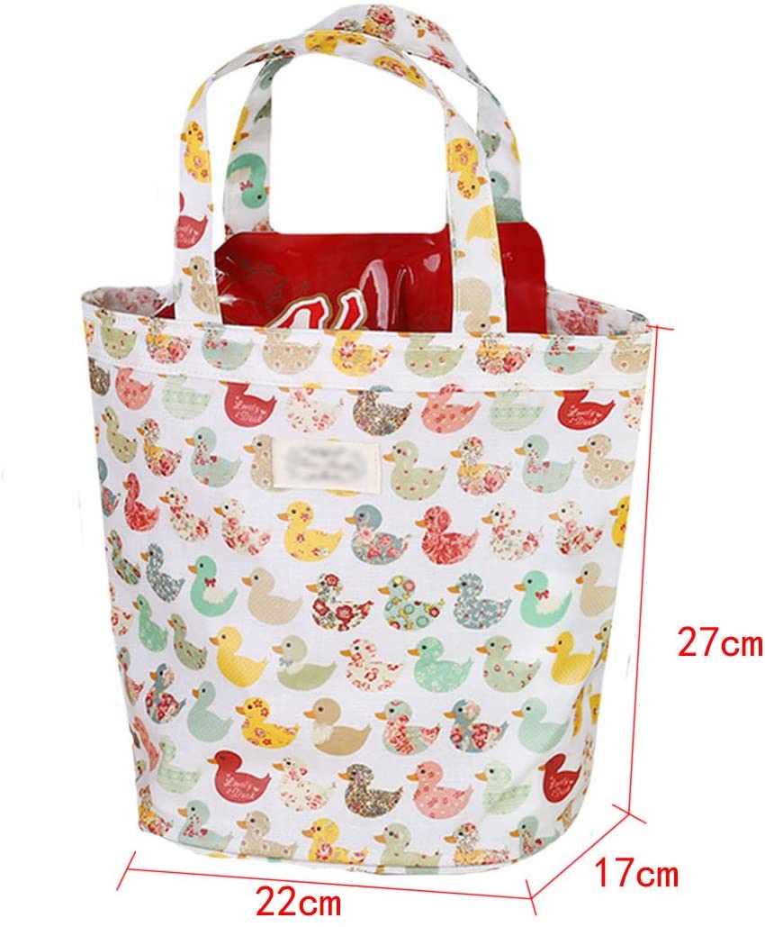 LA HAUTE Women Cotton Handbags Shoulder Bags Cute Cartoon Beach Tote Bags Shopping Bags, Cute Duck - Image 2