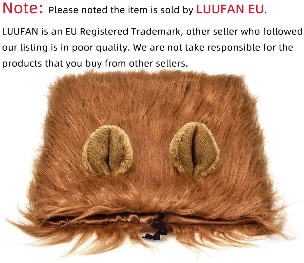 LUUFAN Lion Mane Wig for Dog and Cat Costume with Ears Pet Adjustable Comfortable Fancy Lion Hair Dog Clothes Dress for Halloween Christmas Easter Festival Party Activity (Dog- Light Brown) - Image 2